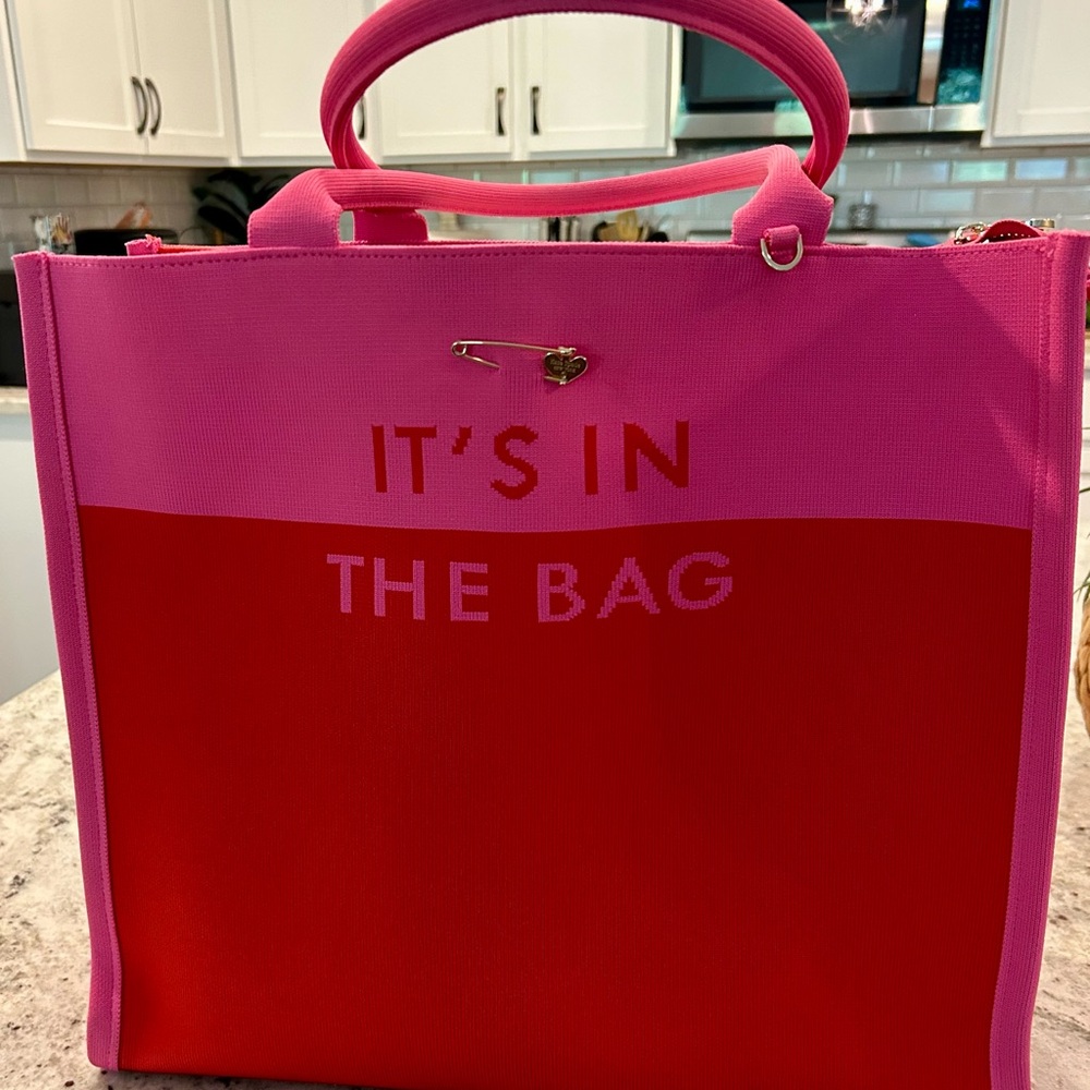 Kate Spade x Target Pink and Red Tote Bag with Brooch- gently used
